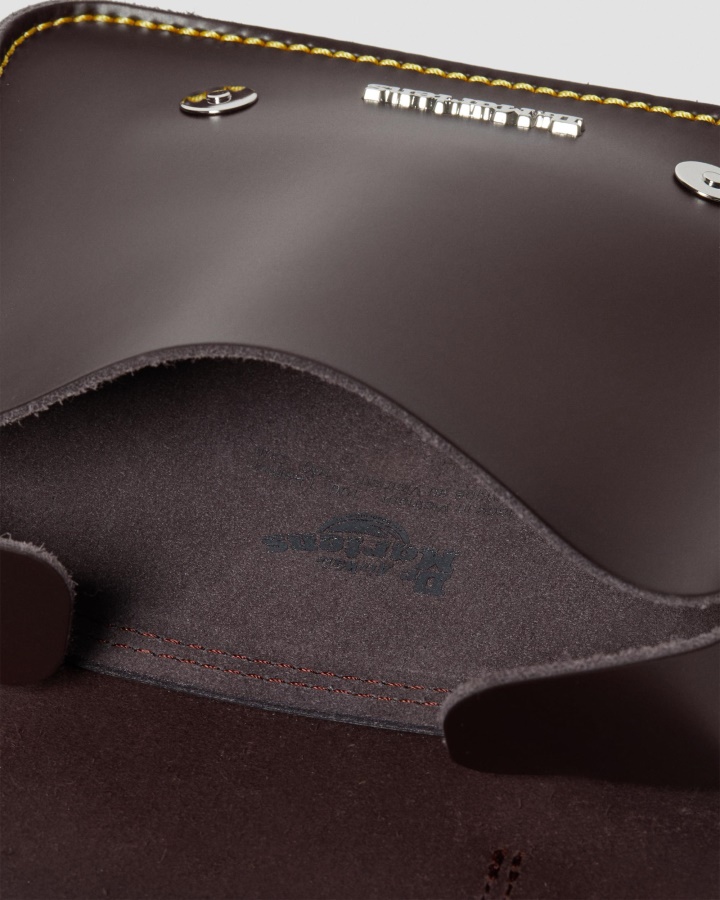 Dr.martens Romania Burgundy Piele Neteda Geanta De 7 Inch Din Piele