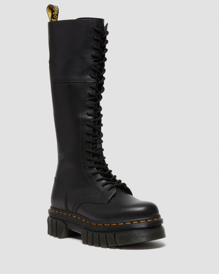Cizme Negru Nappa Lux Dr.martens Romania Audrick Din Piele Cu 20 De Ochi Cu Platforma Inalta