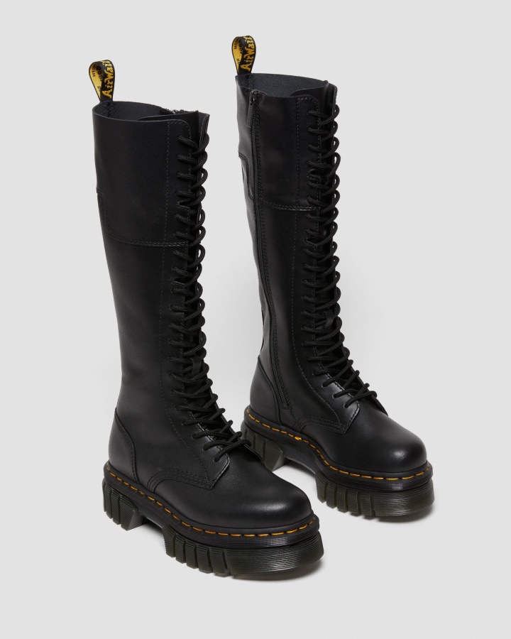 Cizme Negru Nappa Lux Dr.martens Romania Audrick Din Piele Cu 20 De Ochi Cu Platforma Inalta