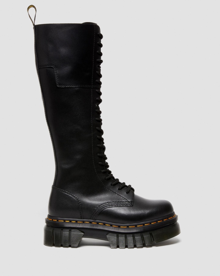 Cizme Negru Nappa Lux Dr.martens Romania Audrick Din Piele Cu 20 De Ochi Cu Platforma Inalta