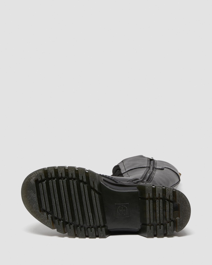 Cizme Negru Nappa Lux Dr.martens Romania Audrick Din Piele Cu 20 De Ochi Cu Platforma Inalta