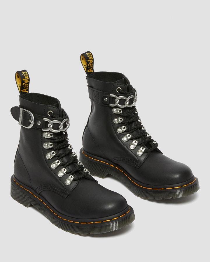 Cizme Negre De Damă Dr.martens Romania 1460 Pascal, Din Piele, Cu șireturi