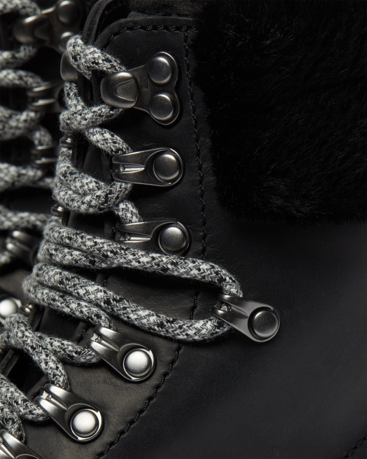 Cizme Neagră Streeter+milo Blană Dr.martens Romania 1460 Serena Guler Blană Artificială Căptușite Cu șireturi