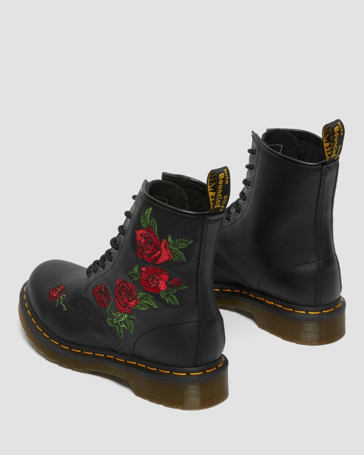 Black Softy T Dr.martens Romania 1460 Vonda Floral Piele Cizme Cu Siret