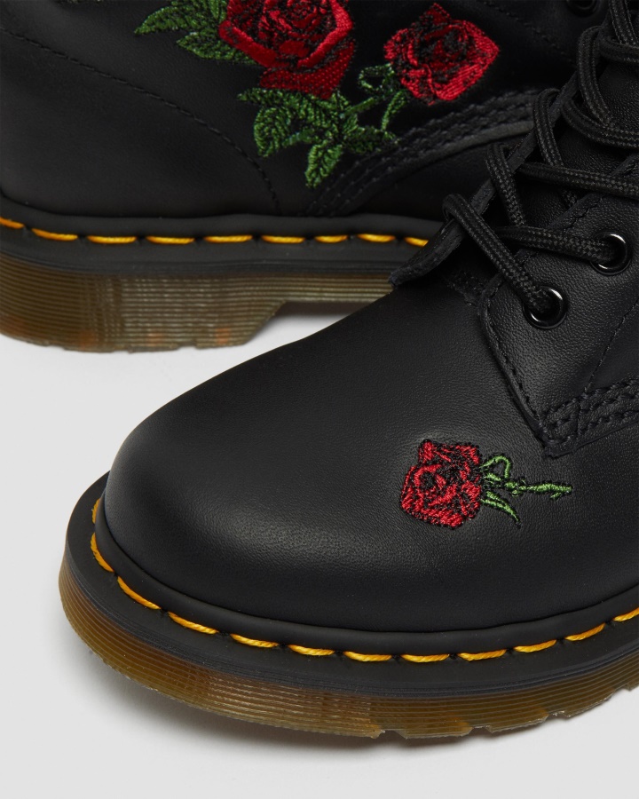Black Softy T Dr.martens Romania 1460 Vonda Floral Piele Cizme Cu Siret