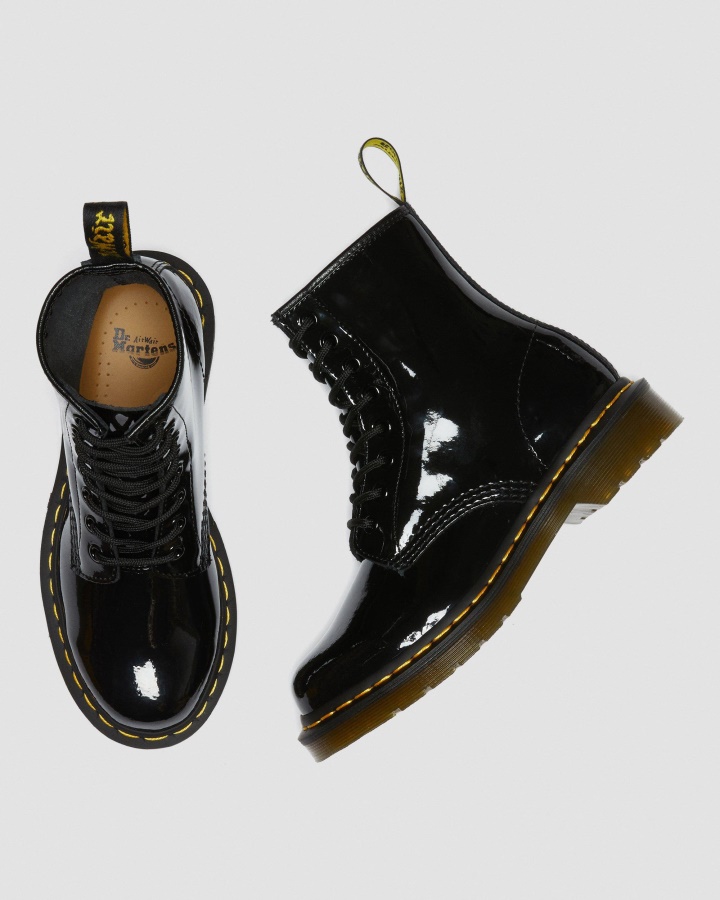 1460 Cizme De Damă Din Piele Lăcută Cu șireturi, Canada Dr.martens Romania, Negru Lacuit
