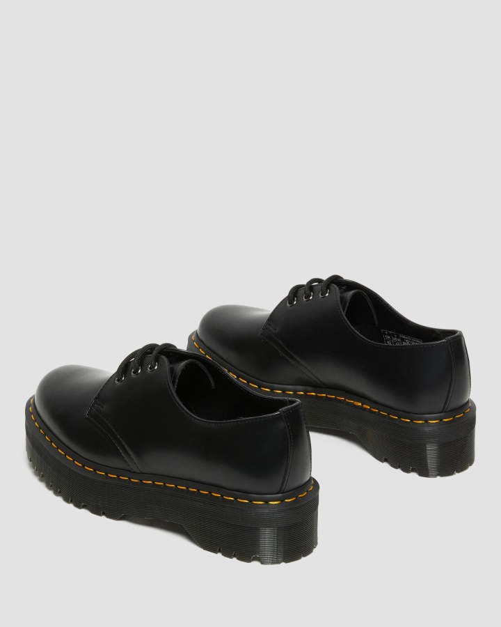 Negru Lustruit Neted Dr.martens Romania 1461 Pantofi Cu Platforma Piele Neteda
