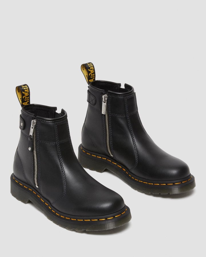 2976 Cizme Chelsea Din Piele Cu Fermoar Dublu Canada Dr.martens Romania Negru Wanama