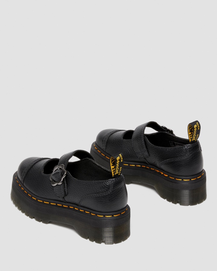 Pantofi Cu Platforma Din Piele Cu Catarama Flori Addina Dr.martens Romania Piele Nappa Frezata Neagra