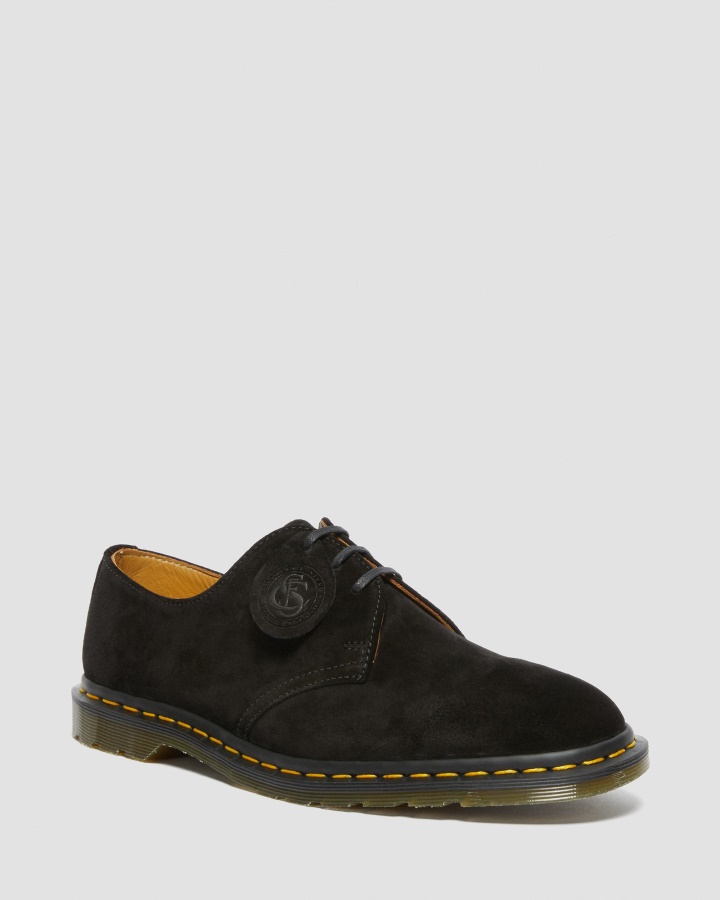 Pantofi Oxford Din Piele De Căprioară Neagră Repello Dr.martens Romania Archie Ii Made In England
