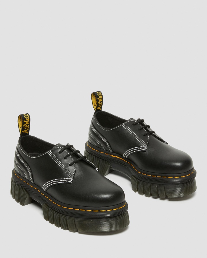 Audrick Pantofi Cu Platformă Din Piele Cu Cusătură Albă Dr.martens Romania Negru Nappa Lux