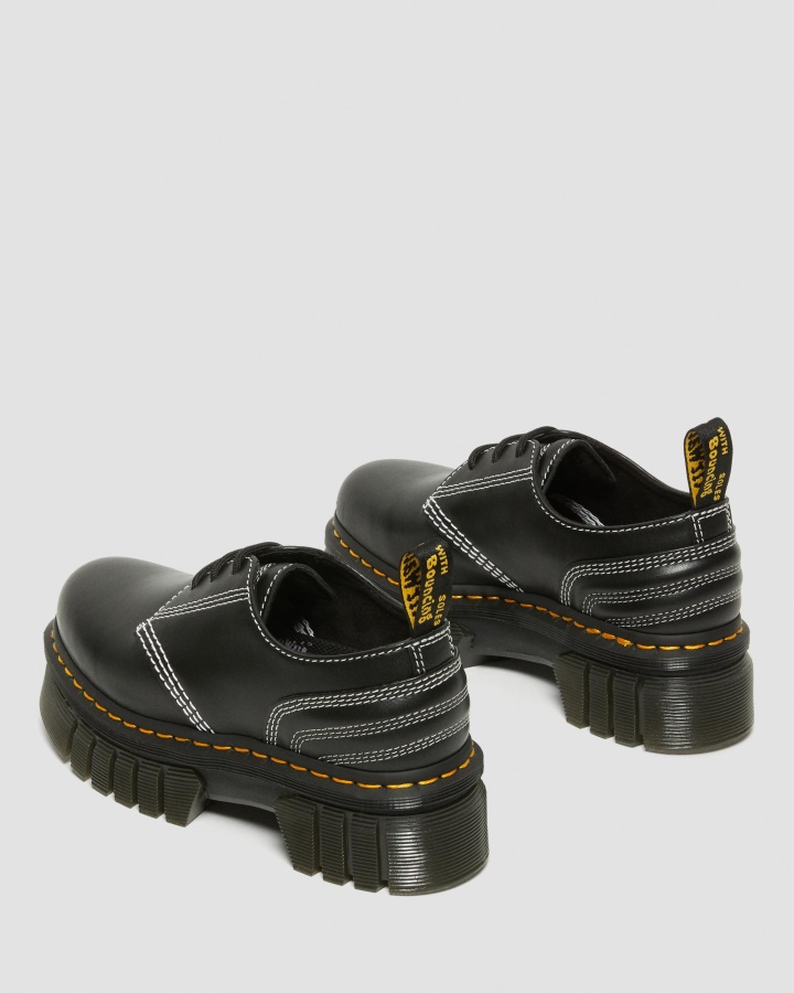 Audrick Pantofi Cu Platformă Din Piele Cu Cusătură Albă Dr.martens Romania Negru Nappa Lux