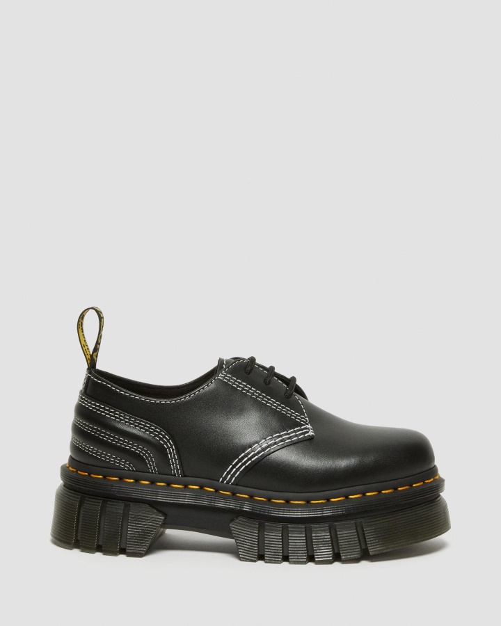 Audrick Pantofi Cu Platformă Din Piele Cu Cusătură Albă Dr.martens Romania Negru Nappa Lux
