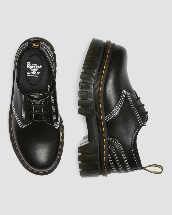 Audrick Pantofi Cu Platformă Din Piele Cu Cusătură Albă Dr.martens Romania Negru Nappa Lux