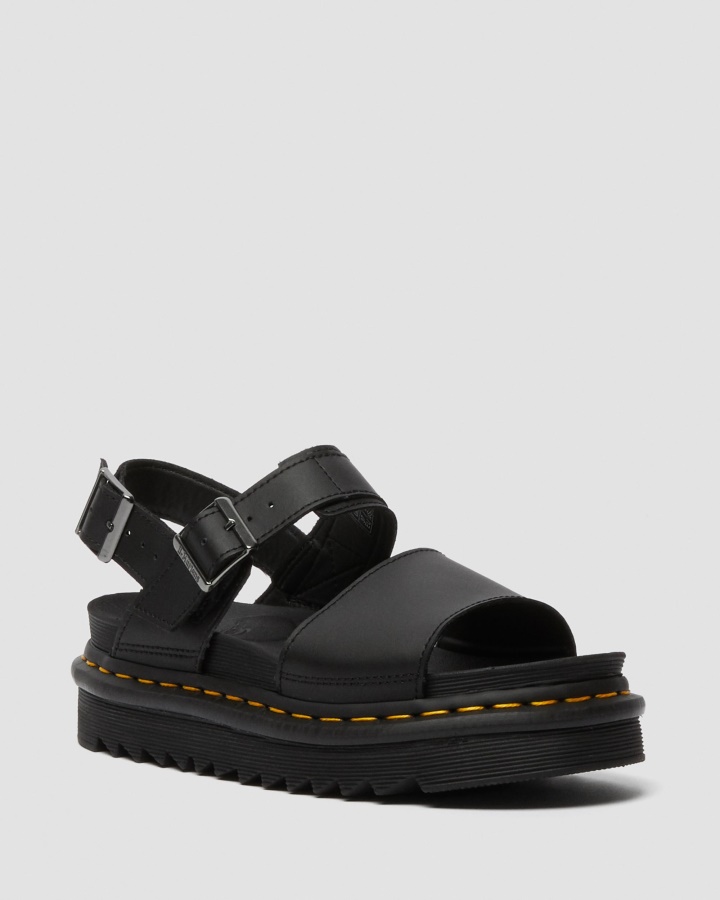 Negru+negru Hidro Piele Dr.martens Romania Voss Sandale Dama Cu Curea Din Piele