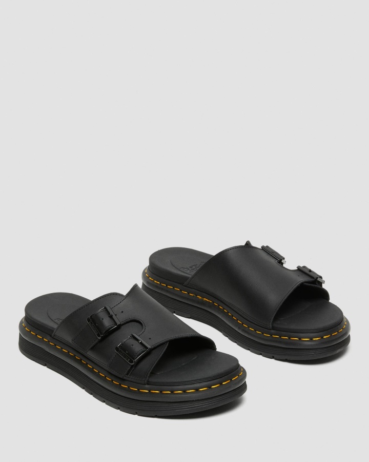 Sandale Cu Tobogan Din Piele Pentru Barbati Dr.martens Romania Dax Din Piele Hidro Neagra