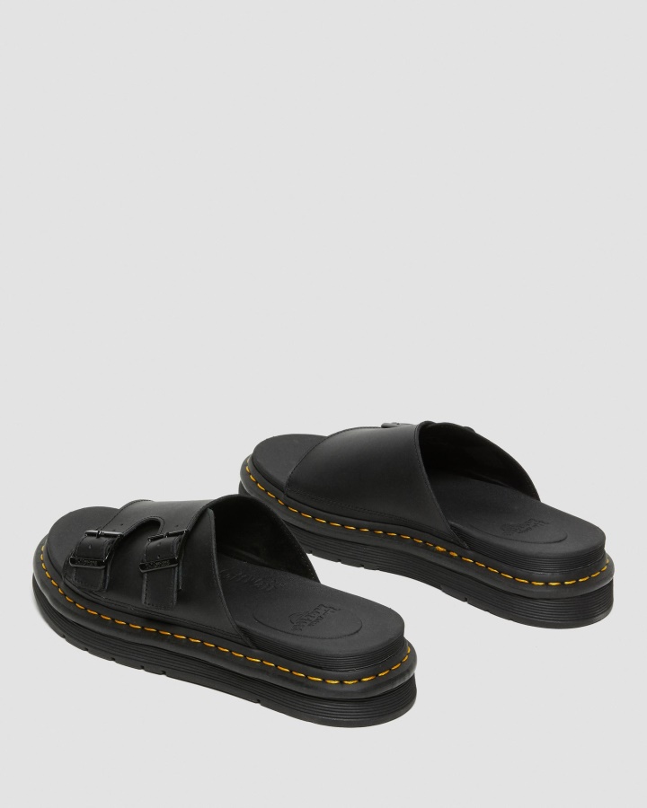 Sandale Cu Tobogan Din Piele Pentru Barbati Dr.martens Romania Dax Din Piele Hidro Neagra