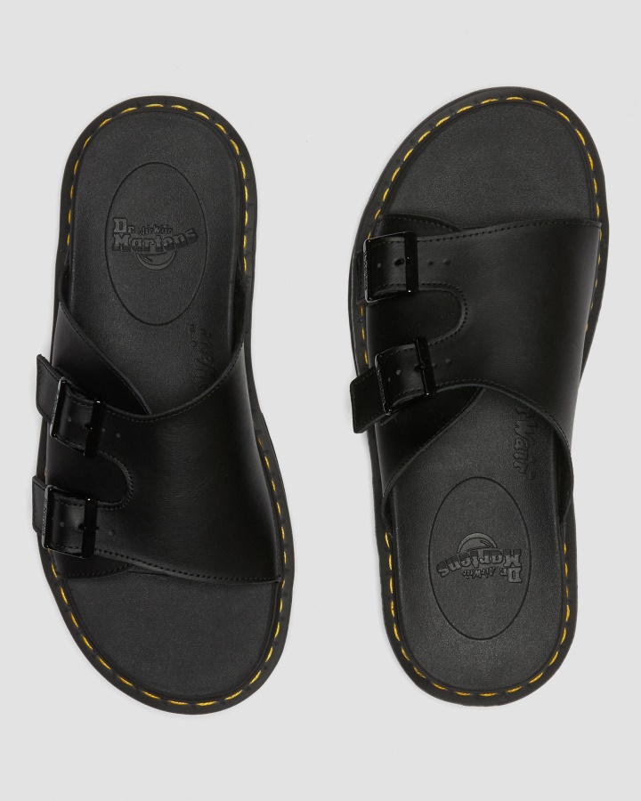 Sandale Cu Tobogan Din Piele Pentru Barbati Dr.martens Romania Dax Din Piele Hidro Neagra