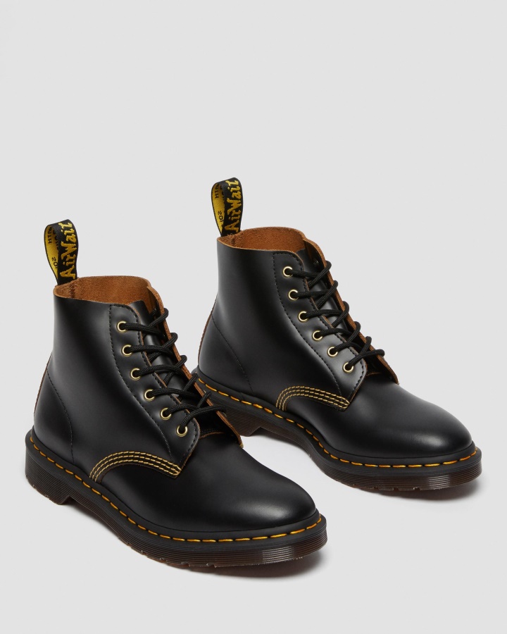 Dr.martens Romania Negru Vintage Netede 101 Botine Vintage Din Piele Neteda