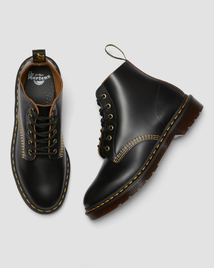 Dr.martens Romania Negru Vintage Netede 101 Botine Vintage Din Piele Neteda