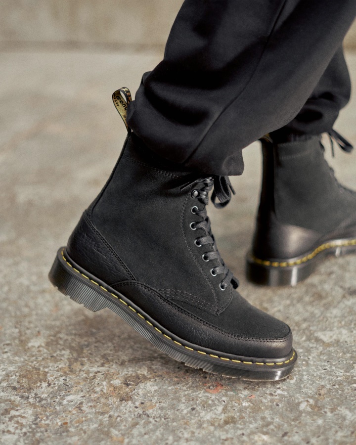 Dr.martens Romania Black Durango+split Suede 1460 Guard Fabricat In Anglia Cizme Din Piele Cu Siret