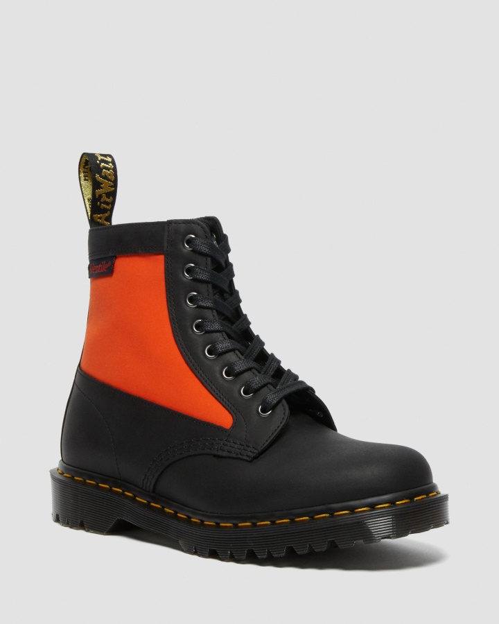 Dr.martens Romania Negru Dockyard+ventile 1460 Panou Fabricat Din Piele Anglia Cizme Cu Siret