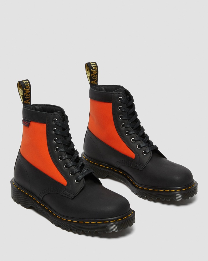 Dr.martens Romania Negru Dockyard+ventile 1460 Panou Fabricat Din Piele Anglia Cizme Cu Siret