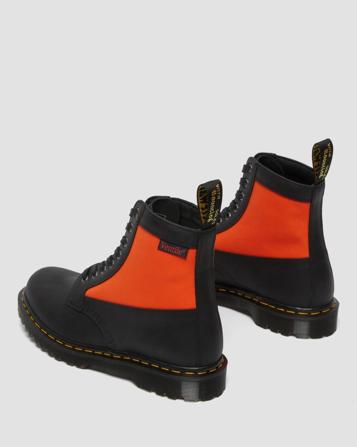 Dr.martens Romania Negru Dockyard+ventile 1460 Panou Fabricat Din Piele Anglia Cizme Cu Siret