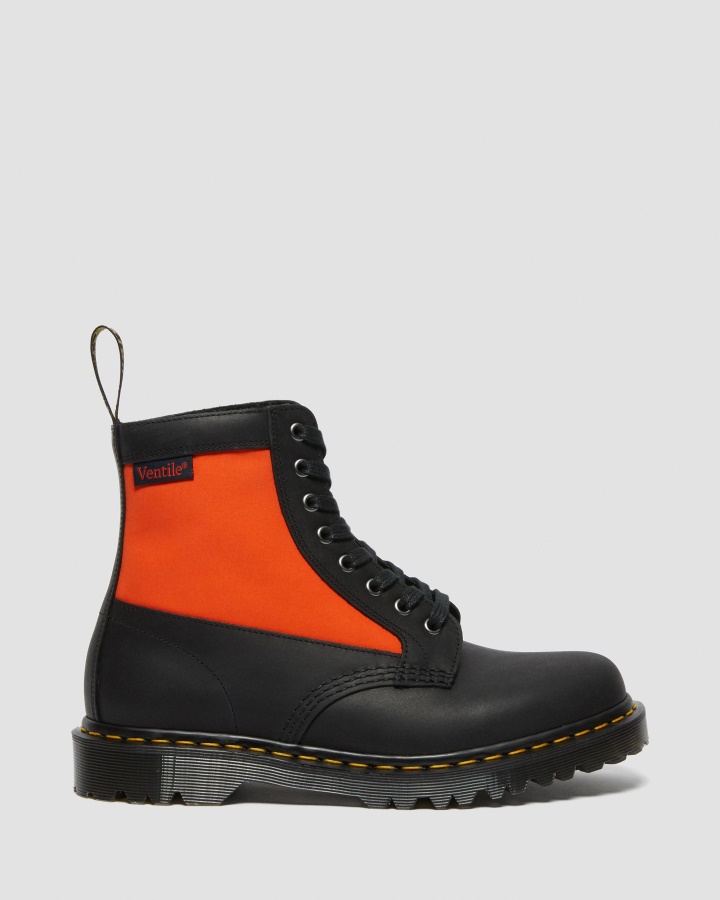 Dr.martens Romania Negru Dockyard+ventile 1460 Panou Fabricat Din Piele Anglia Cizme Cu Siret