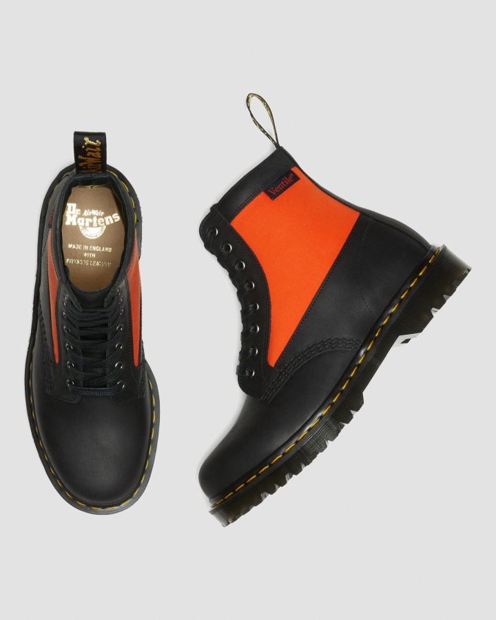 Dr.martens Romania Negru Dockyard+ventile 1460 Panou Fabricat Din Piele Anglia Cizme Cu Siret
