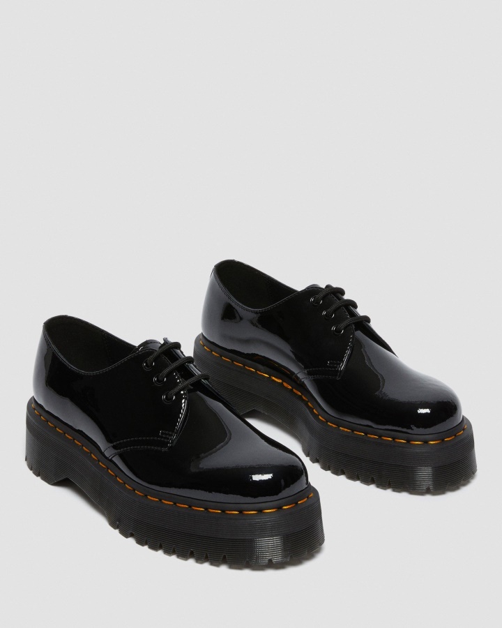 1461 Pantofi Oxford Cu Platforma Din Piele Lacuita Lampa Neagra Lacuita Dr.martens Romania