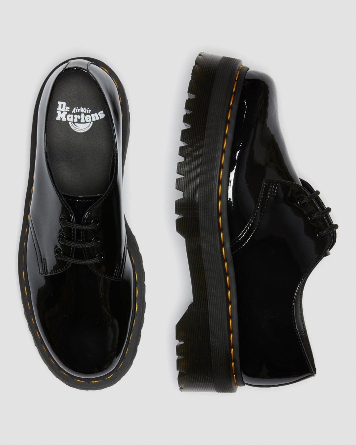 1461 Pantofi Oxford Cu Platforma Din Piele Lacuita Lampa Neagra Lacuita Dr.martens Romania