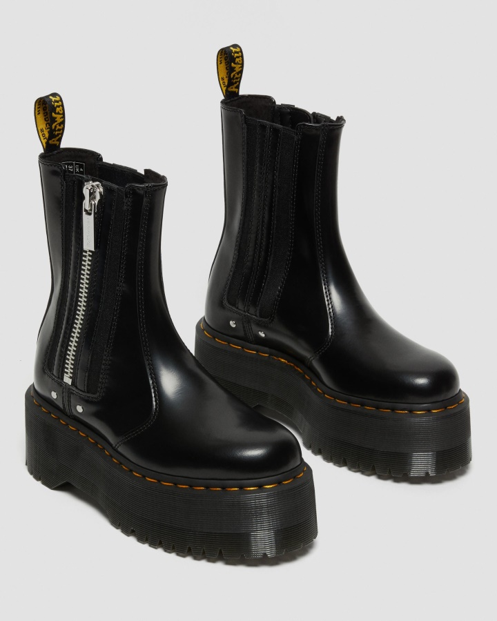 Dr.martens Romania Neagra Buttero Piele 2976 Max Piele Cizme Chelsea Cu Platforma
