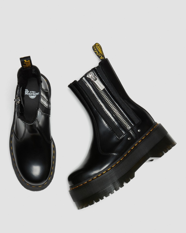 Dr.martens Romania Neagra Buttero Piele 2976 Max Piele Cizme Chelsea Cu Platforma