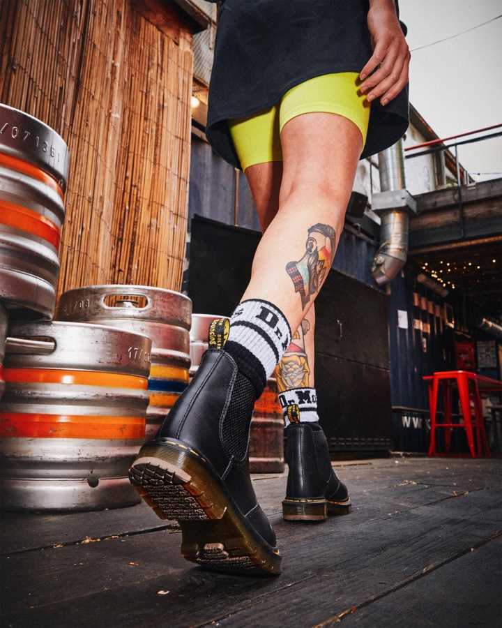 Dr.martens Romania Negru Industrial Full Grain 2976 Piele Antiderapantă Cizme Chelsea