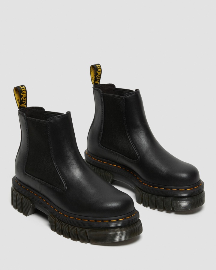 Dr.martens Romania Negru Nappa Lux Audrick Cizme Chelsea Cu Platforma Din Piele Napa