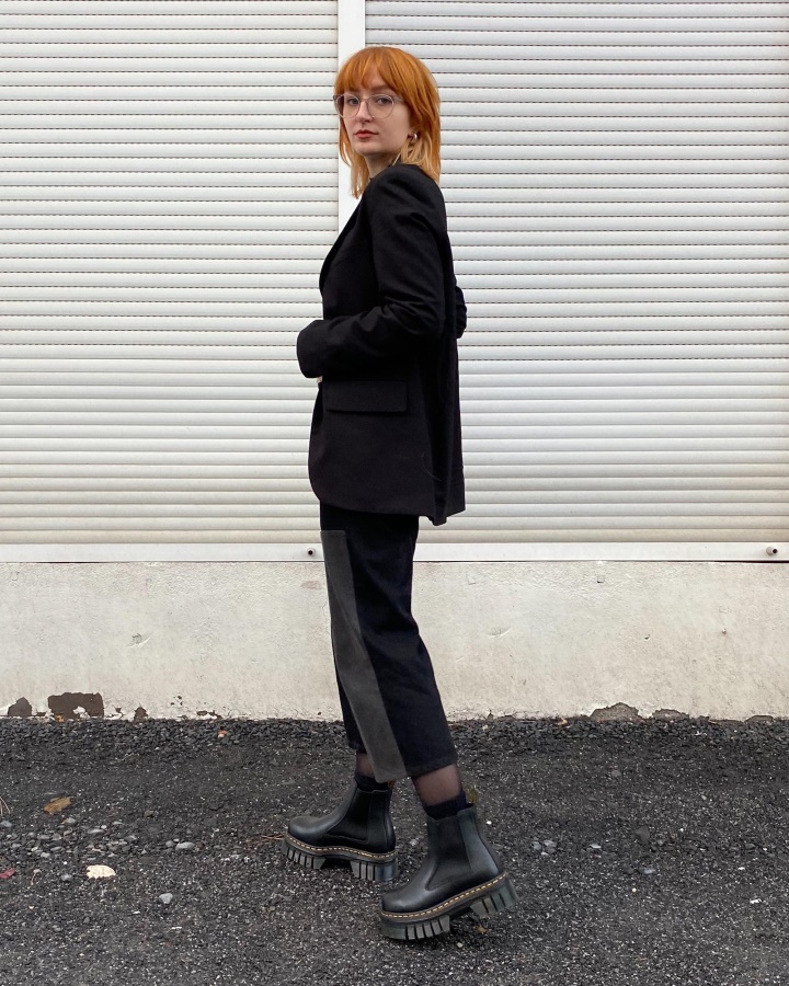 Dr.martens Romania Negru Nappa Lux Audrick Cizme Chelsea Cu Platforma Din Piele Napa