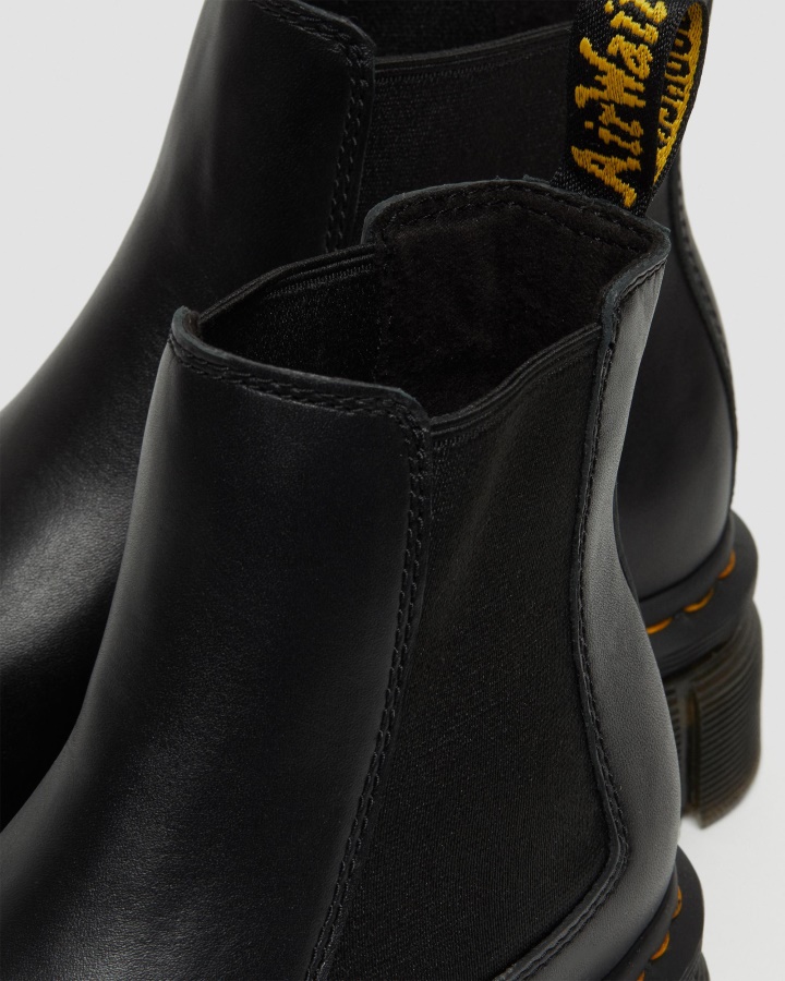 Dr.martens Romania Negru Nappa Lux Audrick Cizme Chelsea Cu Platforma Din Piele Napa
