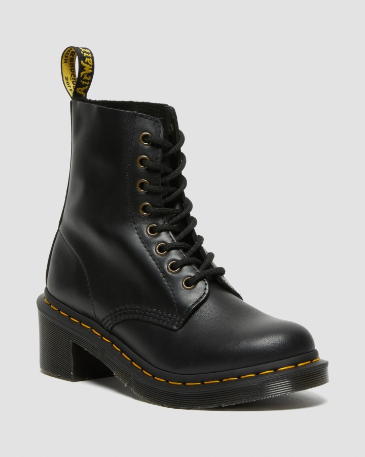 Clemency Cizme De Dama Din Piele Cu Toc Cu Siret Negru Wanama Dr.martens Romania