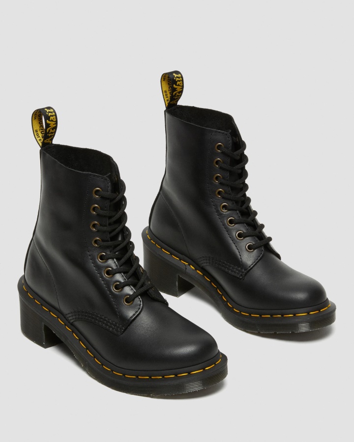 Clemency Cizme De Dama Din Piele Cu Toc Cu Siret Negru Wanama Dr.martens Romania