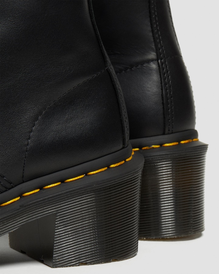 Clemency Cizme De Dama Din Piele Cu Toc Cu Siret Negru Wanama Dr.martens Romania