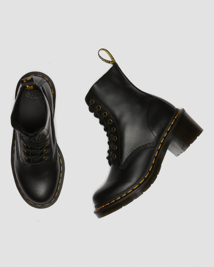 Clemency Cizme De Dama Din Piele Cu Toc Cu Siret Negru Wanama Dr.martens Romania