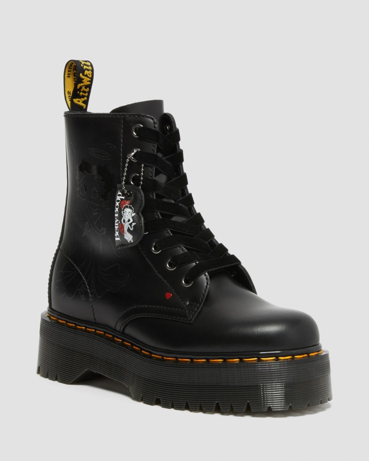 Platforma Jadon Betty Boop?cizme Negre Lustruite Netede Dr.martens Romania