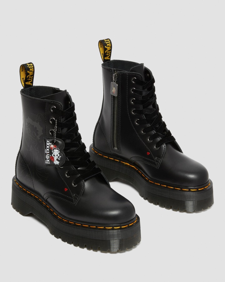 Platforma Jadon Betty Boop?cizme Negre Lustruite Netede Dr.martens Romania