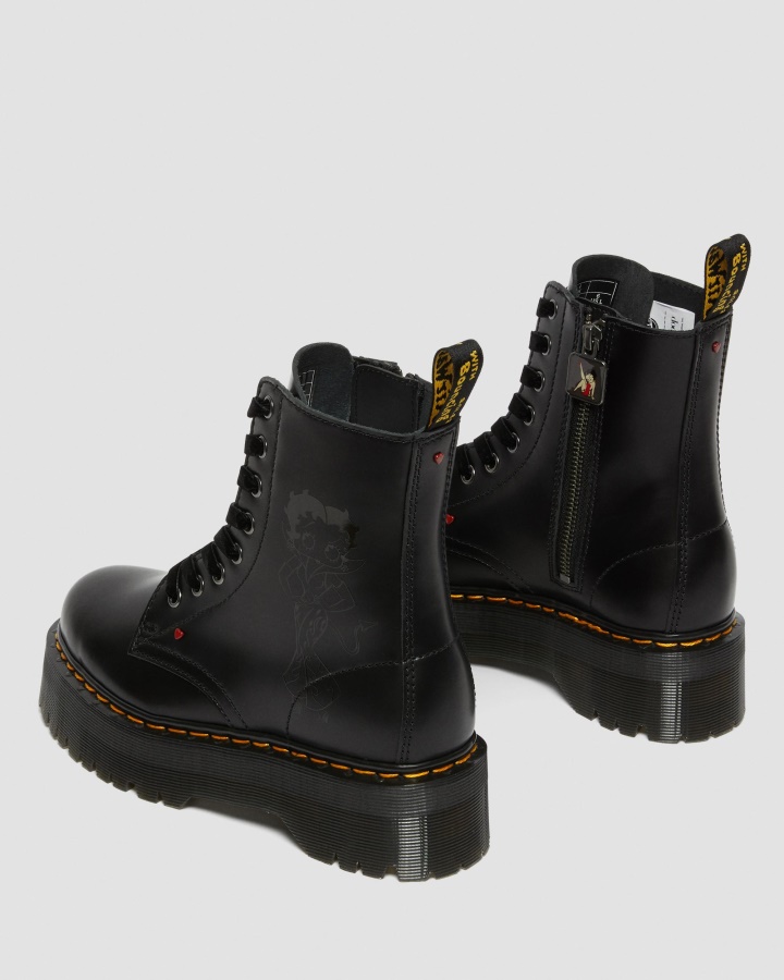 Platforma Jadon Betty Boop?cizme Negre Lustruite Netede Dr.martens Romania