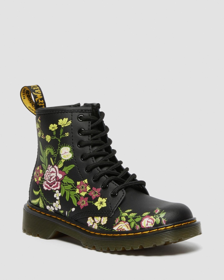 Junior 1460 Cizme Cu Siret Din Piele Florala Neagra Dr.martens Romania