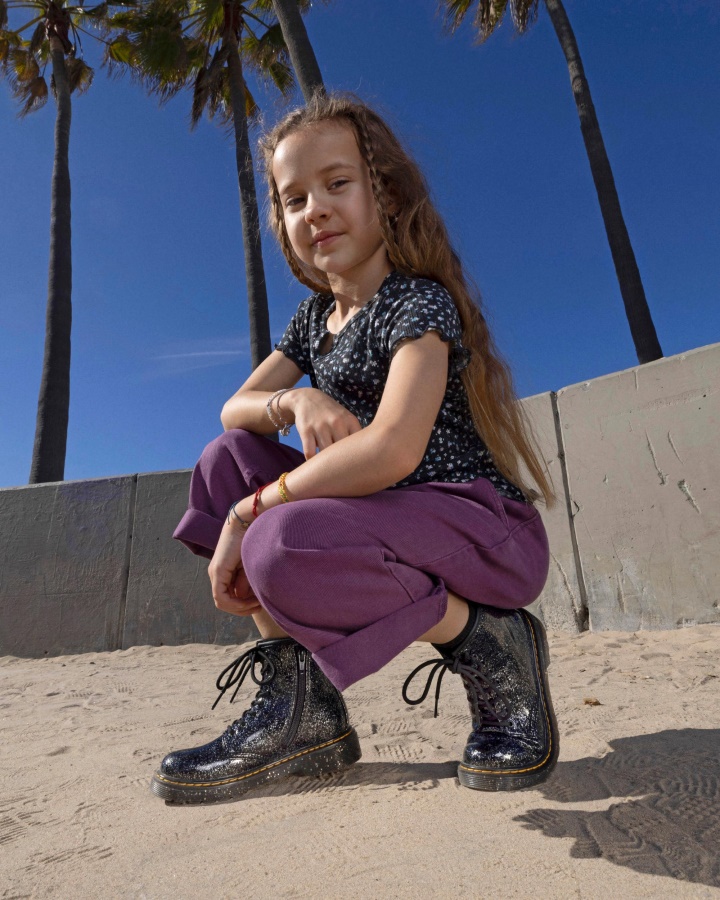 Cizme Junior 1460 Sclipici Cu Siret Negru Cosmic Glitter Dr.martens Romania