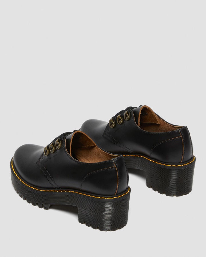 Dr.martens Romania Negri Vintage Netezi Leona Lo Vintage Pantofi Cu Toc Din Piele Neteda