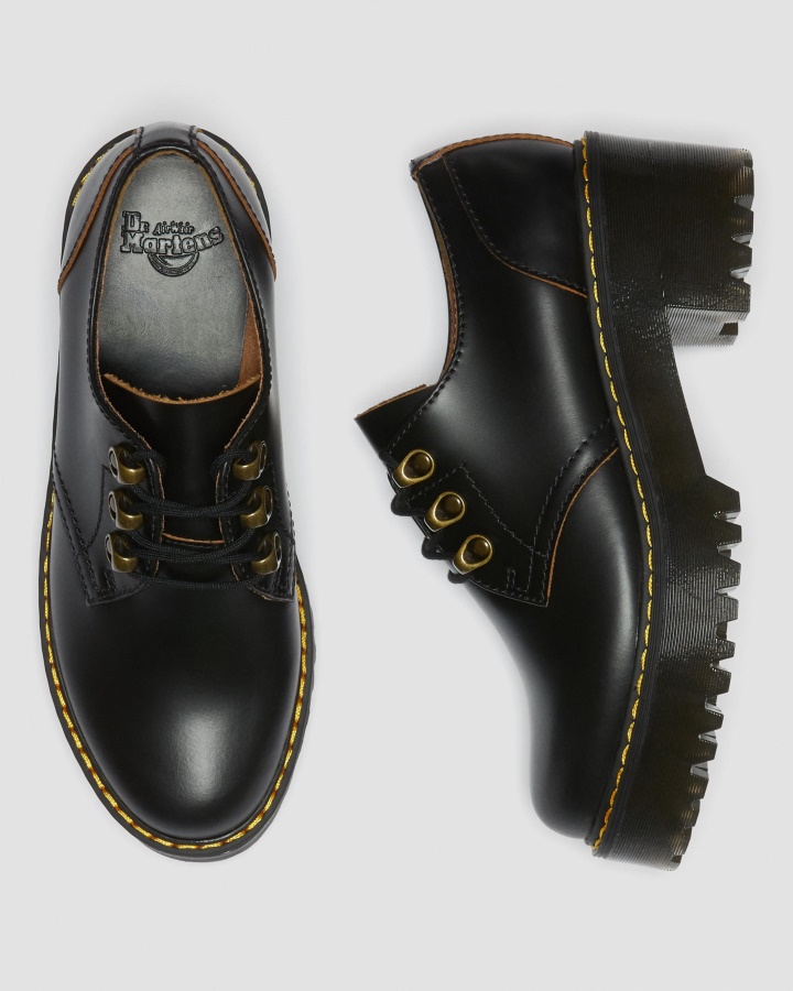 Dr.martens Romania Negri Vintage Netezi Leona Lo Vintage Pantofi Cu Toc Din Piele Neteda
