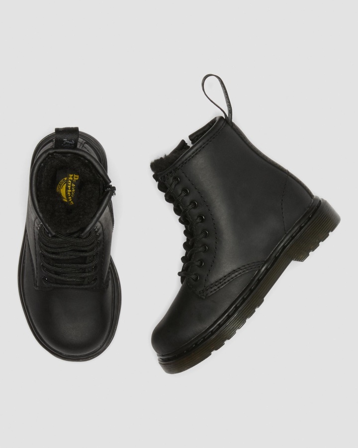 Cizme Dr.martens Romania Republica Neagra Wp Toddler 1460 Captusita Cu Blana Artificiala
